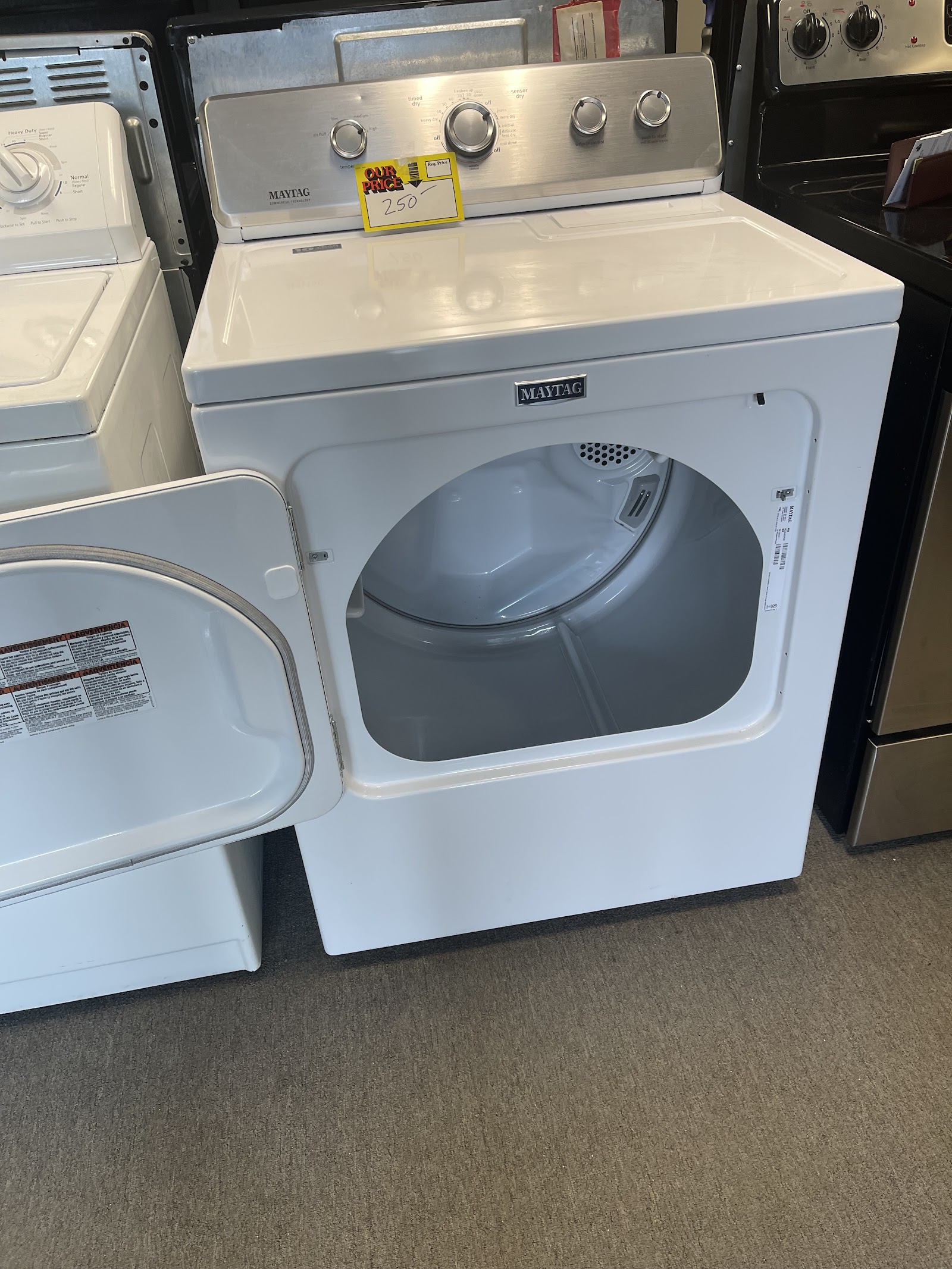 Clean used dryer available in the appliance showroom